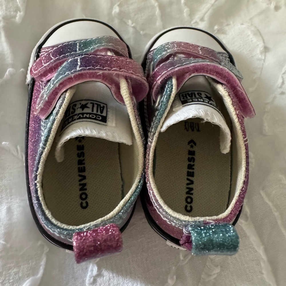 Infant Converse Glitter Drip XO pink purple blue size 4 never been worn - Picture 4 of 7